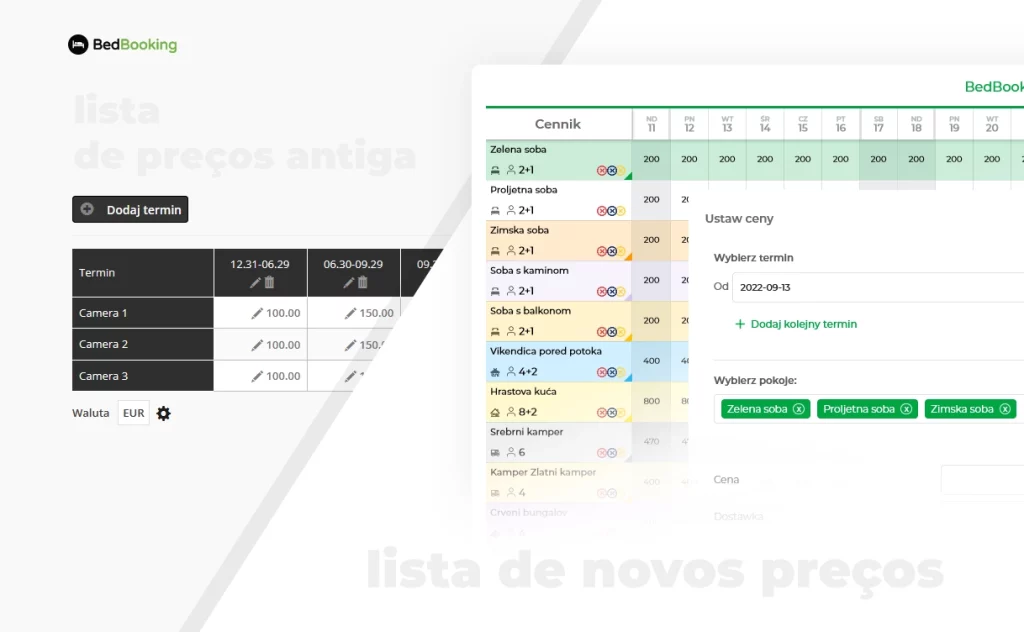 lista de novos preços