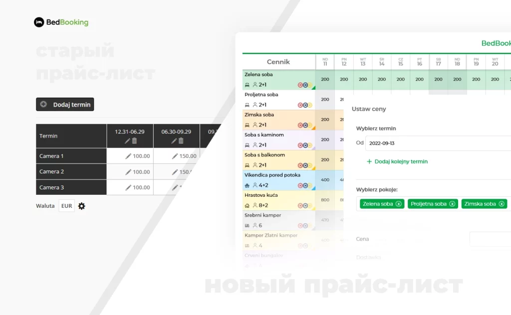 новый прайс-лист BedBooking